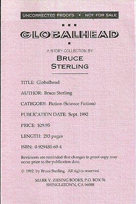 Item #30995 Globalhead. Bruce Sterling.