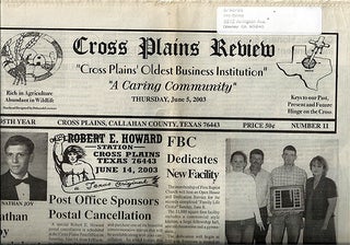Item #54770 The Cross Plains Review (Newspaper). ROBERT E. HOWARD, Cross Plains Review