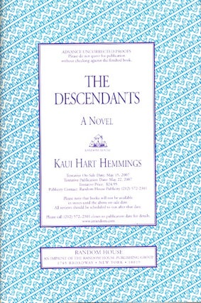 Item #60711 The Descendants. Kaui Hart Hemmings