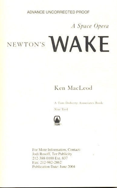 Item #61313 Newton's Wake. Ken Macleod.