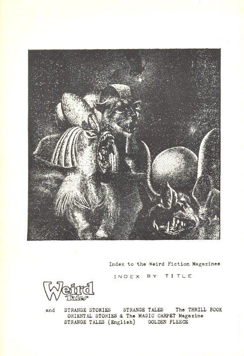 Item #63951 Index to the Weird Fiction Magazines. T. G. Cockcroft.