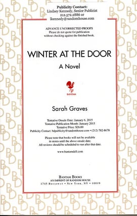 Item #64609 Winter at the Door: Lizzie Snow Book 1. Sarah Graves