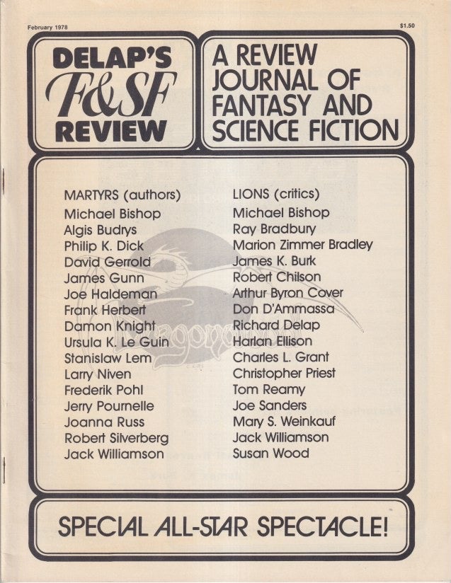 Item #71192 Delap's F & SF Review: Volume 4, Number 1, February 1978. Richard Delap.
