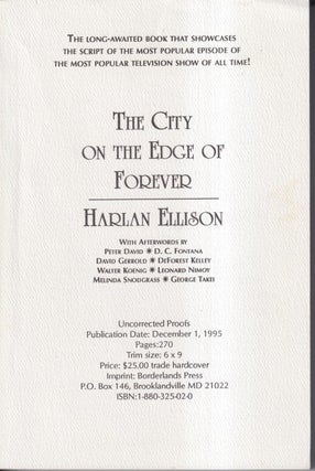 Item #72148 City on the Edge of Forever. Harlan Ellison